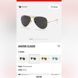 Ray-ban Aviator Classic Polished Gold/Black